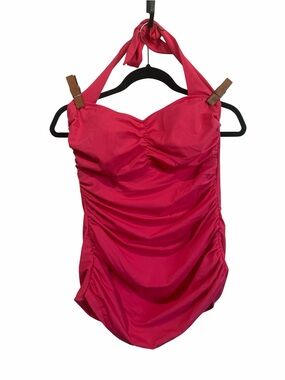 Suddenly Slim by Catalina Ruched Halter One-Piece Swimsuit – Size 12